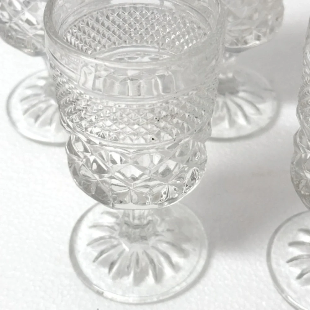 Anchor Hocking‎ WEXFORD Water Wine Goblets Glass Clear Holiday Vintage Set of 5 - Picture 3 of 8